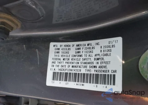 2017 Honda Accord Lx z USA, uszkodzony, nr VIN 1HGCR2F32HA143538